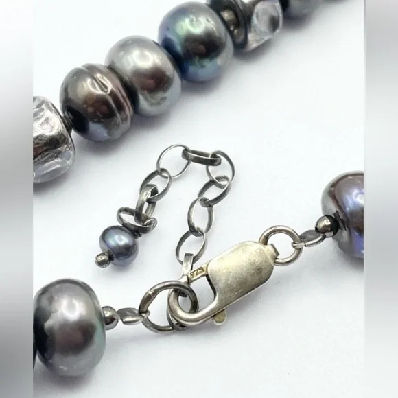 Tahitian Peacock Pearl & Tel Aviv Sterling Silver Medallion Necklace